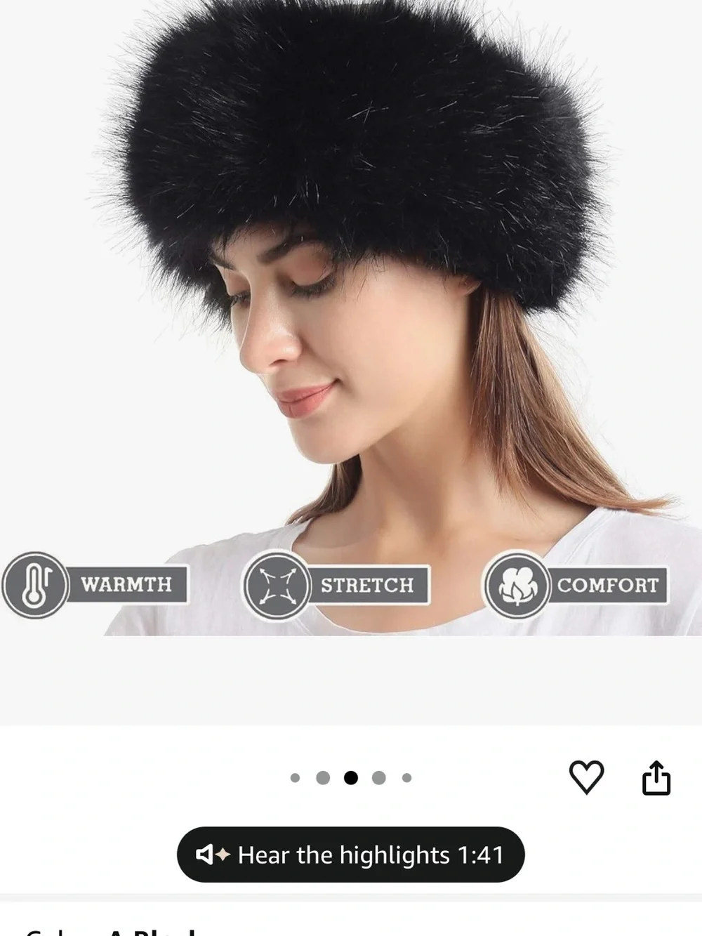 Black Faux Fur stretch headband - Women Accessories
